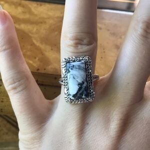 Natural White Buffalo Sterling Silver Ring Size 7